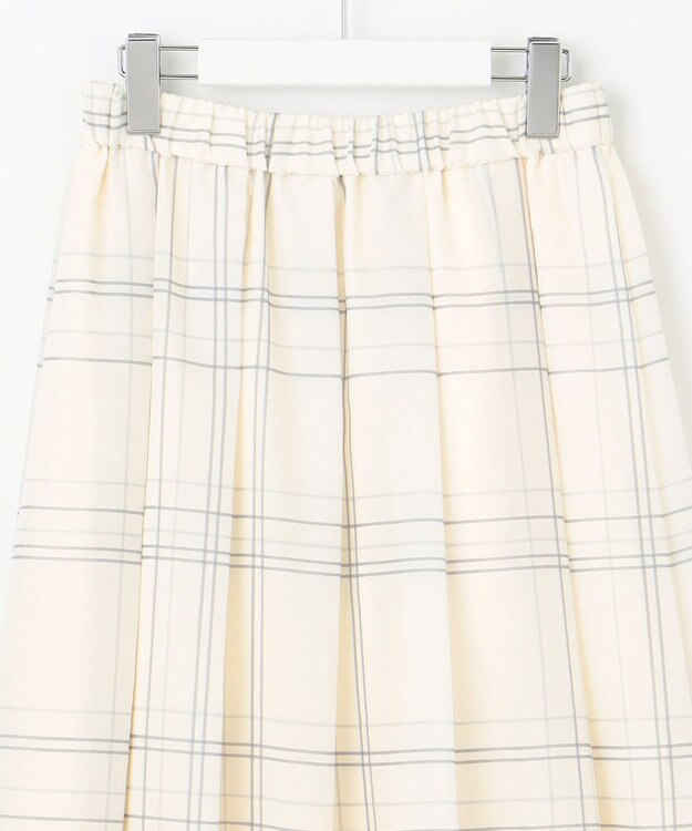 自由区 S 【SHIHOさん着用・洗える】エアリーウィンドウペンチェックプリント スカート エクリュ×グレー