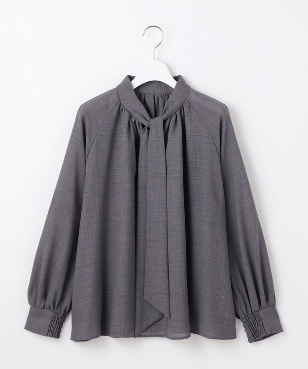 自由区 【セットアップ対応・洗える】ハイツイストビエラボウタイ ブラウス TOPグレー