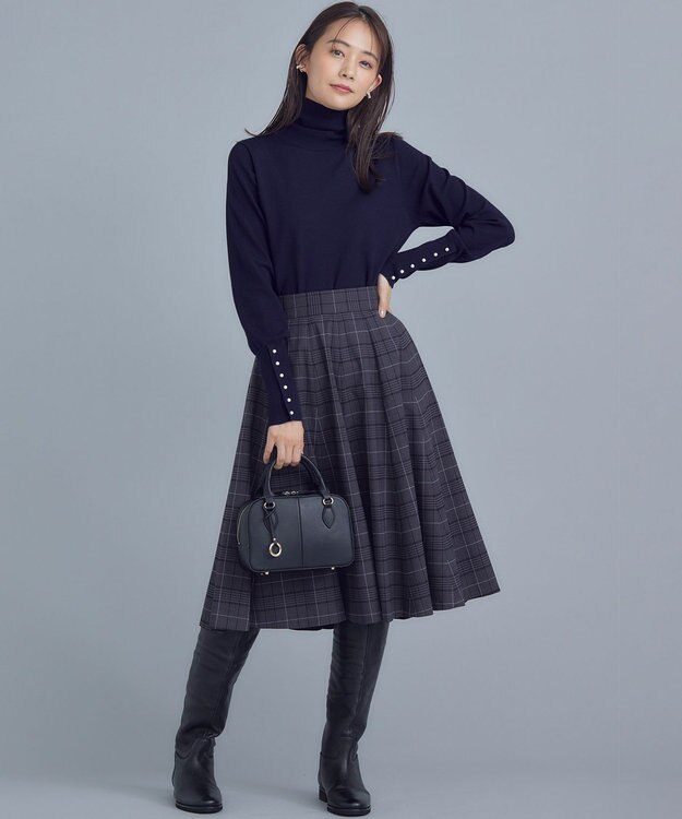 組曲 【WEB限定カラーあり】ウールライクストレッチ フレアスカート グレー系3