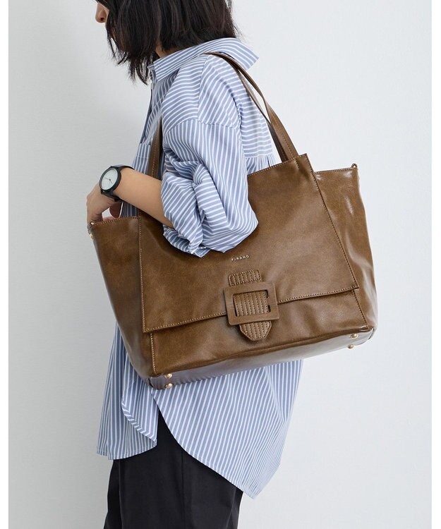 MioFIRANO バックル付きトートバッグ＆ショルダーバッグセット 2WAY A4サイズ対応　FIRANO フィラノ KHAKI