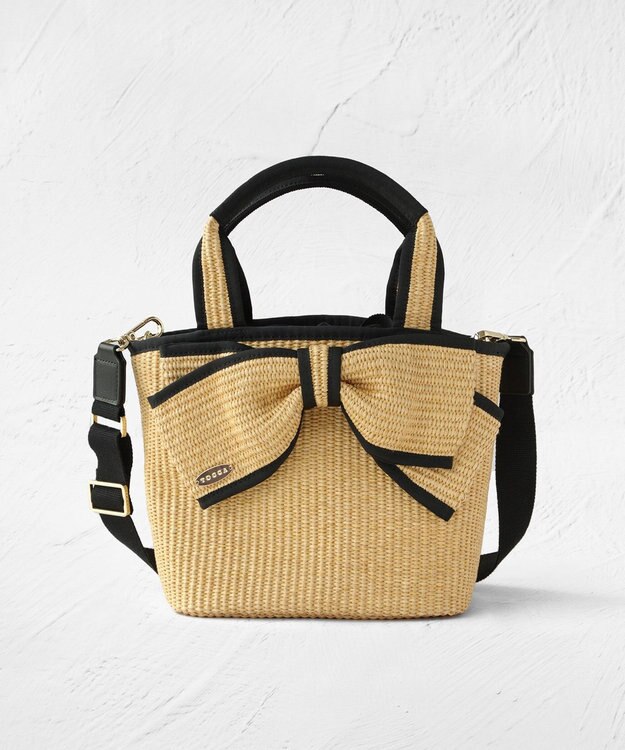 TOCCA BIG RIBBON SUMMER POCHETTE かごバッグ ブラック系