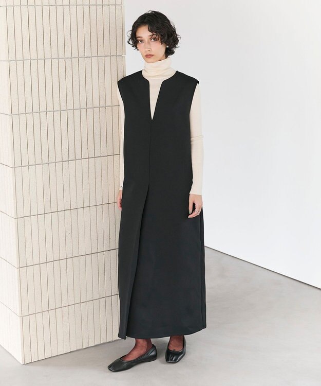 #Newans 【洗濯機可】キーネックジャンパースカート ブラック