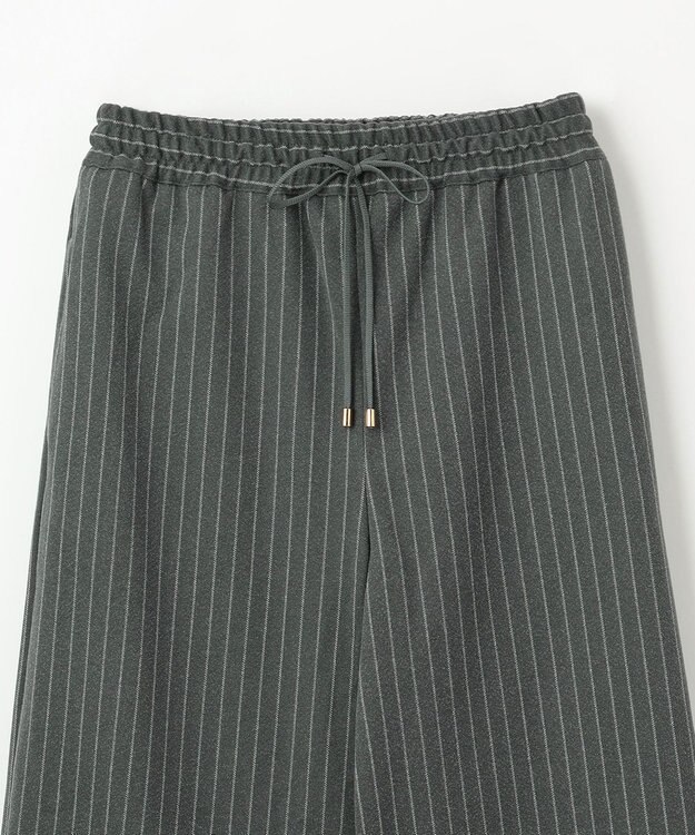 ANY 【手洗い可/ウエストゴム】ドロストワイドパンツ グレーストライプ
