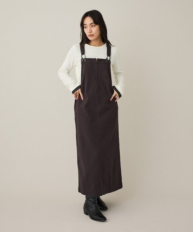 CRAFT STANDARD BOUTIQUE フロントジップジャンパースカート Charcoal Gray