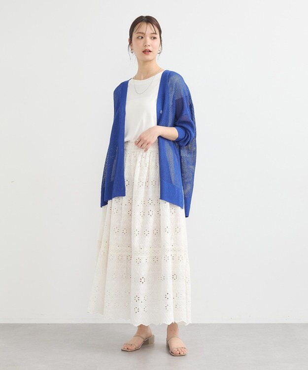 earth music&ecology メッシュルーズカーディガン Blue