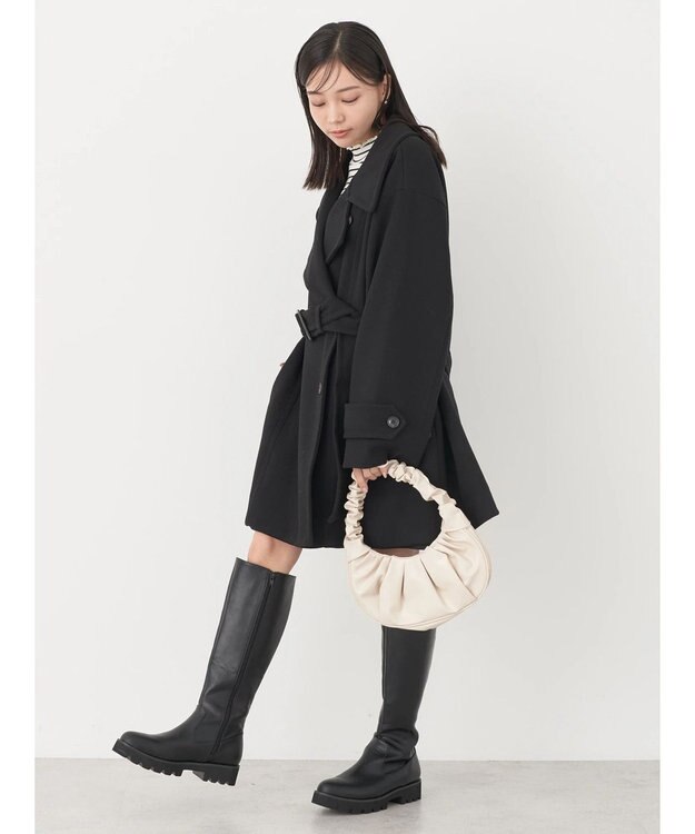 earth music&ecology ２ｗａｙカラーミドル丈コート Black