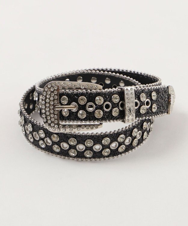 WEGO Lビジューバックルラメスタッズベルト ブラック