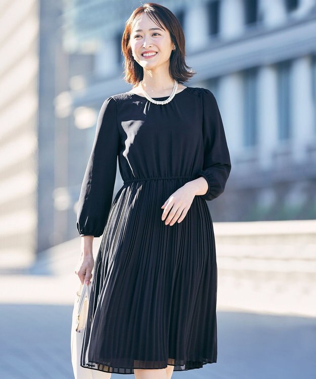 ANY SIS 【洗える】フェミニンプリーツ ワンピース ネイビー