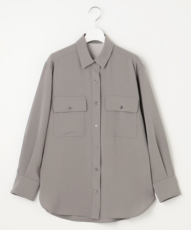 自由区 【洗える】ハイツイストシャツ ブラウス グレー