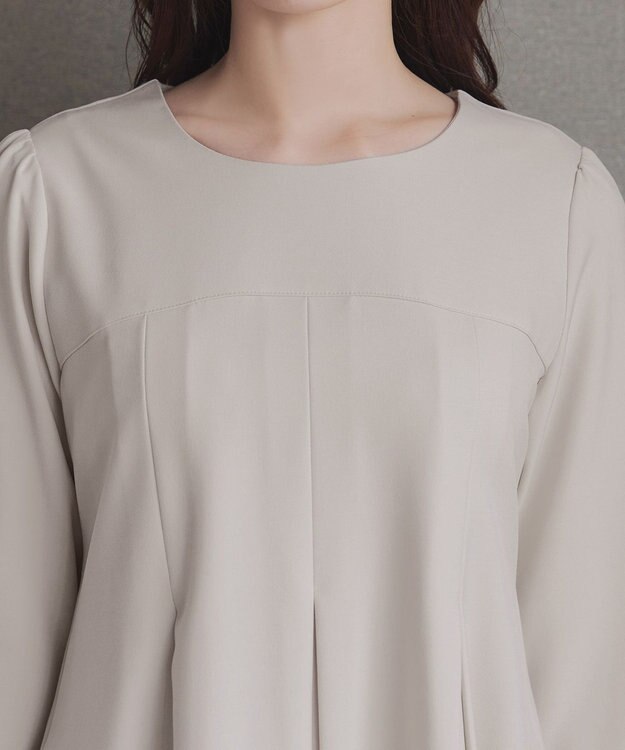 Tiaclasse L ボックスタックAラインワンピース ベージュ