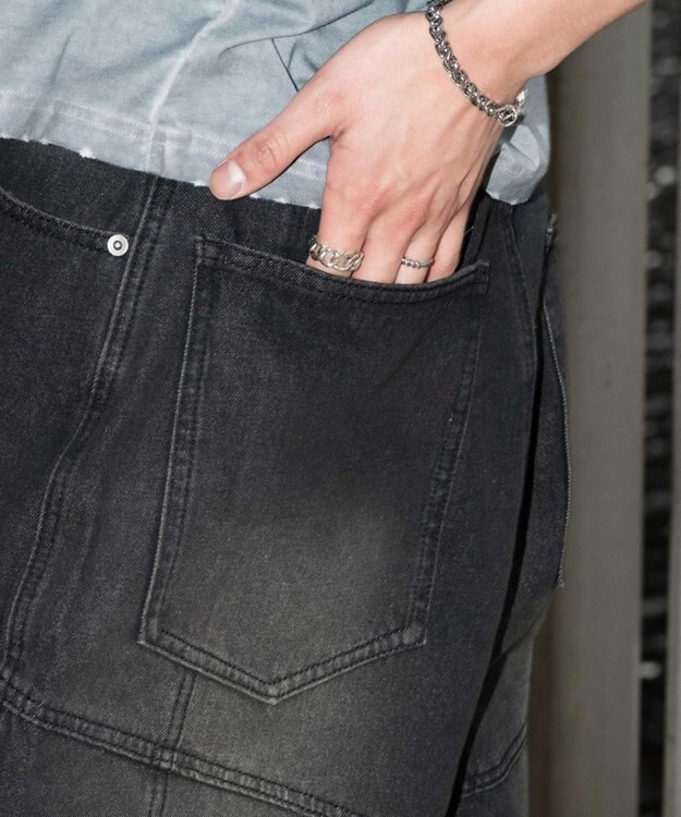 WEGO スウィッチングデニムカーゴショーツ デニムブラックソノタ