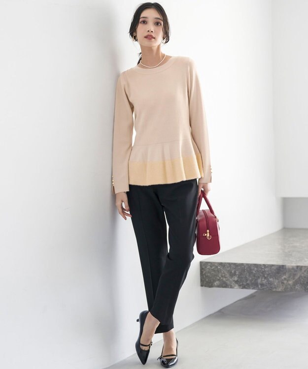 ANY SIS ビューティサーモ2WAYストレッチ テーパードパンツ ブラック