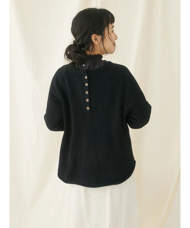 CRAFT STANDARD BOUTIQUE ７Ｇモールニット　ヘンリーＰＯ　Ｌ／Ｓ Black