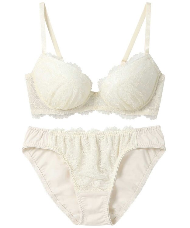 AMPHI ブラジャー ショーツセット まる胸メイク 推し活・推し事応援 Aカップあり 【ブラショーツセット】 上下セット ブラ BBJ201 アンフィ／ワコール アイボリー