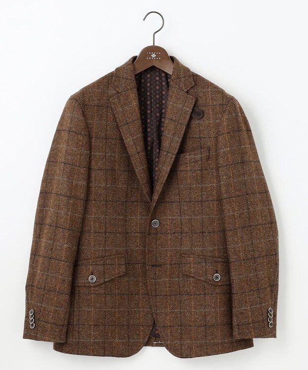JOSEPH ABBOUD 【ツィード/UKファブリック】 ツイード　ウィンドーベン ジャケット ダークブラウン系4