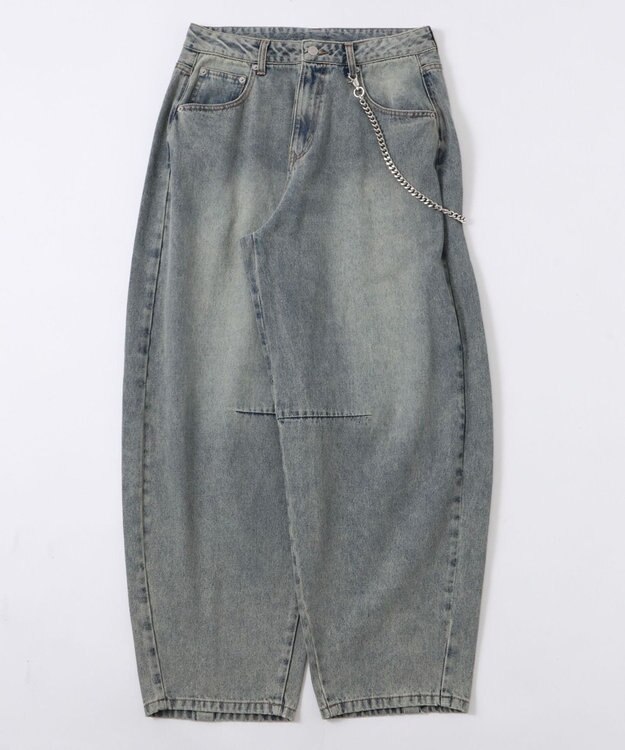 WEGO チェーン付きバルーンデニムパンツ デニム淡加工色