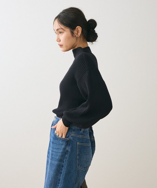 Green Parks ・ｓｗｉｎｇ　ｂｙ　ボトルネックカラーニット Black