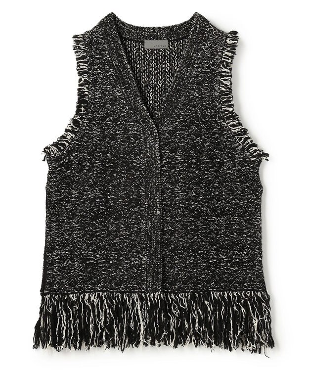 uncrave ツイードニット ジレ ブラック×オフ