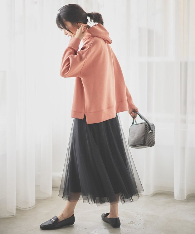 ANY L 【洗濯機可】クロップド丈ダンボールパーカー コーラル