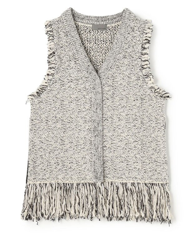 uncrave ツイードニット ジレ オフ×ブラック