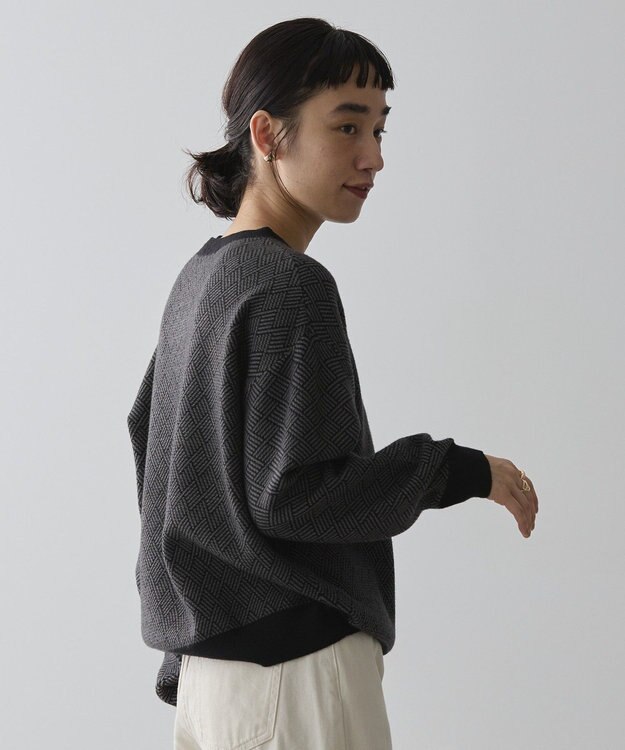 AMERICAN HOLIC バイパチ幾何学柄ニットプルオーバー Gray Mixture
