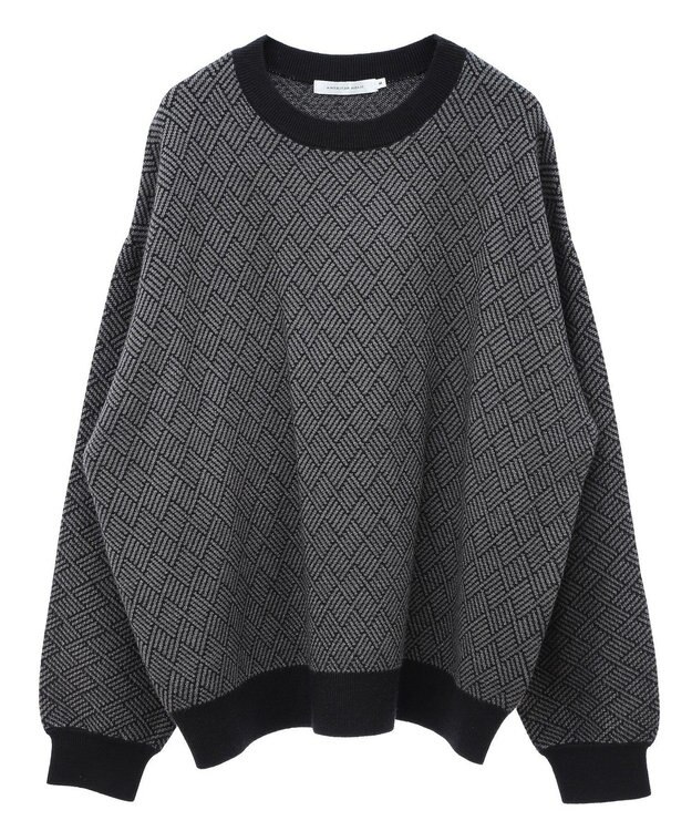 AMERICAN HOLIC バイパチ幾何学柄ニットプルオーバー Gray Mixture