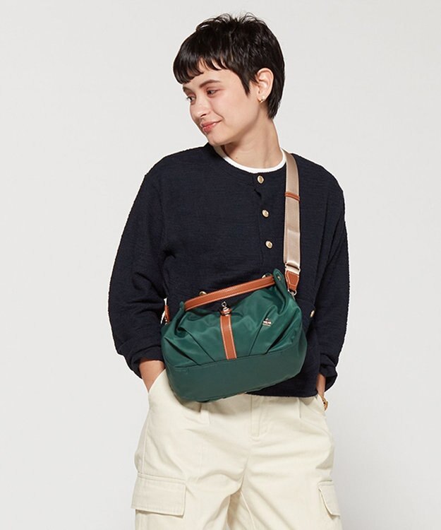 LA BAGAGERIE タックラウンド2WAYミニバッグ ダークグリーン