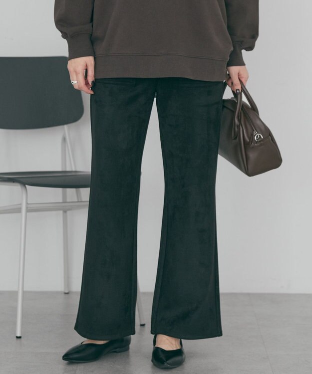 AMERICAN HOLIC ヌバック調ベイカーフレアパンツ Black