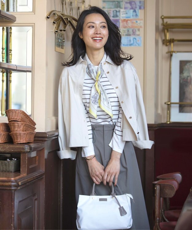 J.PRESS LADIES 【2way・撥水】キャンバス トート バッグ ホワイト系1