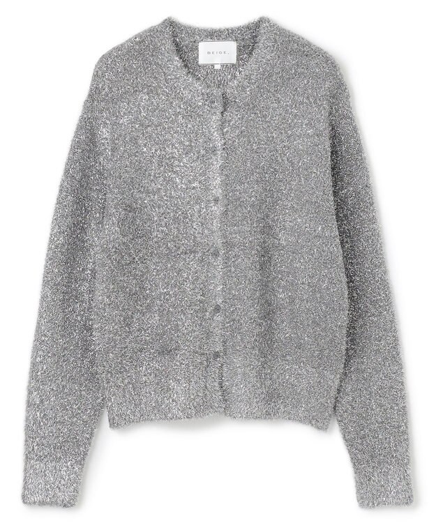 BEIGE， 【洗える】MARRONNIERS / ラメテープヤーンカーディガン Silver