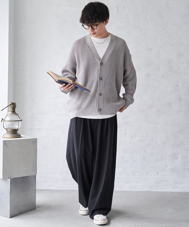 WEGO オーバーフィットカーディガン ライトグレー