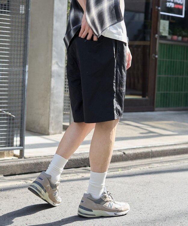 WEGO 【ウエストゴム/紐/速乾/洗濯可/SMLサイズ展開】ナイロンイージーショーツ ブラック