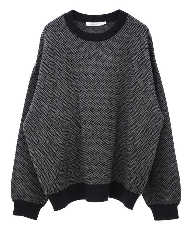 AMERICAN HOLIC バイパチ幾何学柄ニットプルオーバー Gray Mixture