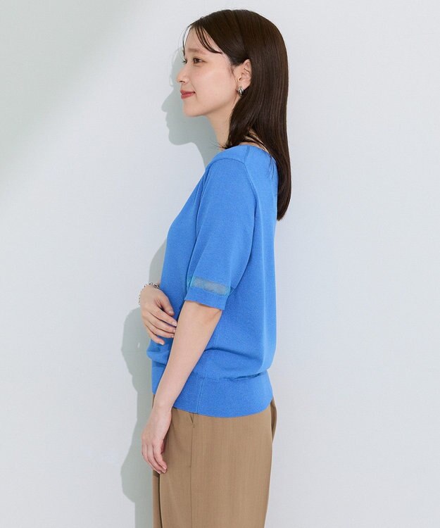 Green Parks 袖シアーニットプルオーバー Blue