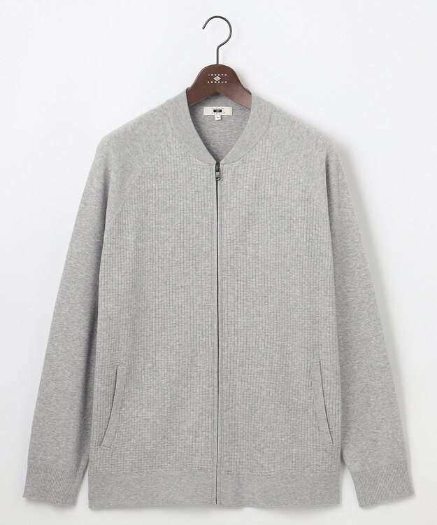 JOSEPH ABBOUD 【キングサイズ・チクチクしない/洗える/3シーズン対応】ＳＮＯＷＹボーダー ニットブルゾン ライトグレー系