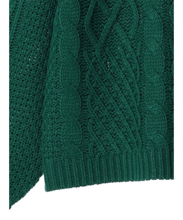 earth music&ecology ウォッシャブルケーブルプルオーバー Green