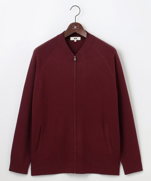 JOSEPH ABBOUD 【キングサイズ・チクチクしない/洗える/3シーズン対応】ＳＮＯＷＹボーダー ニットブルゾン ワイン系