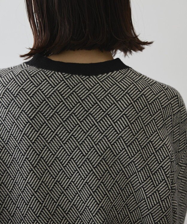 AMERICAN HOLIC バイパチ幾何学柄ニットプルオーバー Black