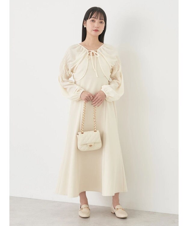 earth music&ecology ＳＥＴ２点ボレロ＋キャミワンピース Ivory