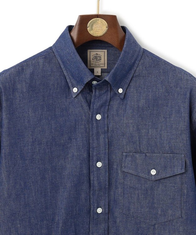 J.PRESS MEN デニムルックツイル ボタンダウンシャツ ブルー系