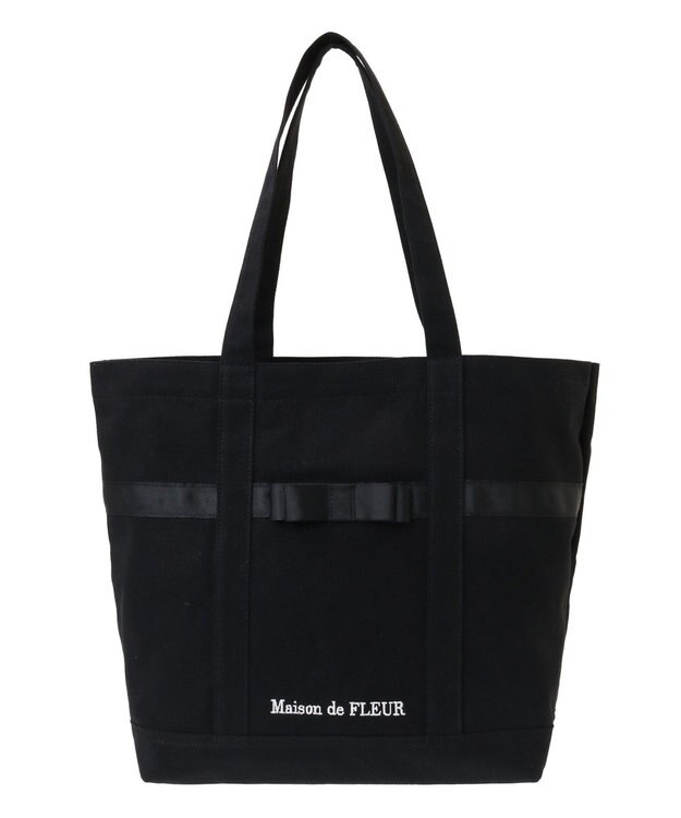 Maison de FLEUR マルチポケット帆布トートMバッグ Black