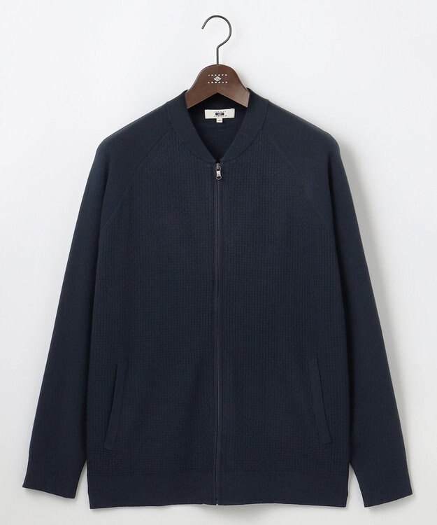 JOSEPH ABBOUD 【キングサイズ・チクチクしない/洗える/3シーズン対応】ＳＮＯＷＹボーダー ニットブルゾン ネイビー系