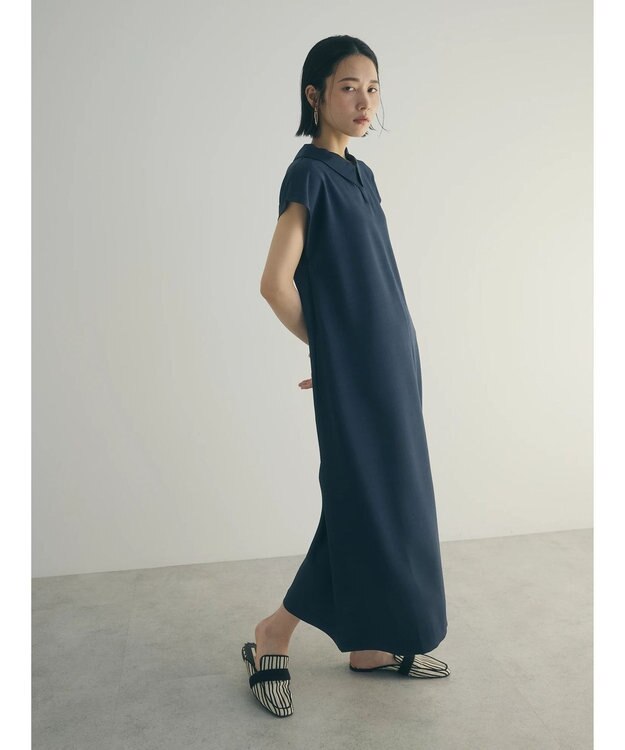 Green Parks armonia.襟付きフレアワンピース Navy