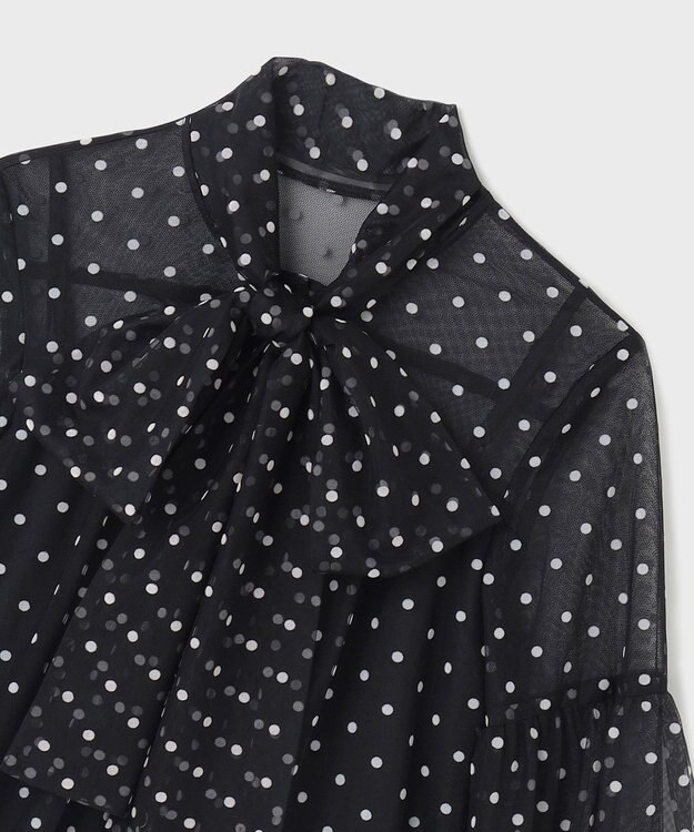GRACE CONTINENTAL チュールドットボウタイブラウス ブラック