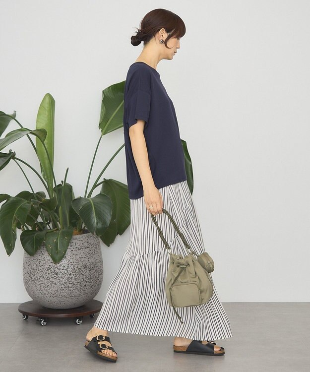 AMERICAN HOLIC 楊柳ギャザーボリュームフレアスカート Stripe