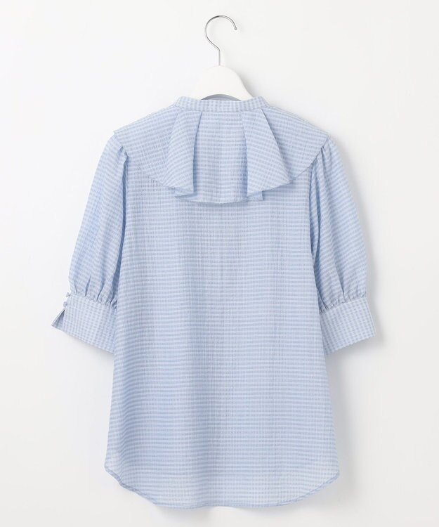 Feroux 【洗える】ラッフルフリル ブラウス スカイブルー系