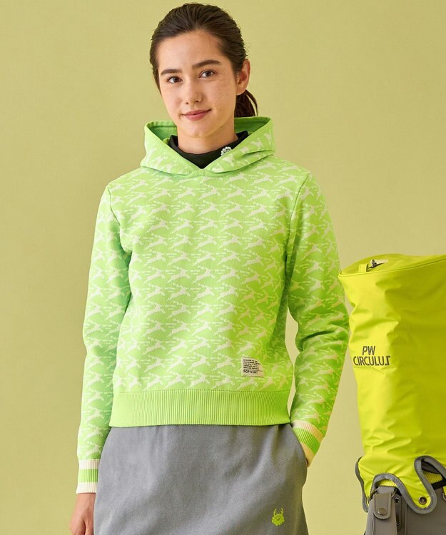 PW CIRCULUS 【イージーケア/軽量】【WOMEN】 MOFUモチーフ ニットフーディ ライトグリーン系