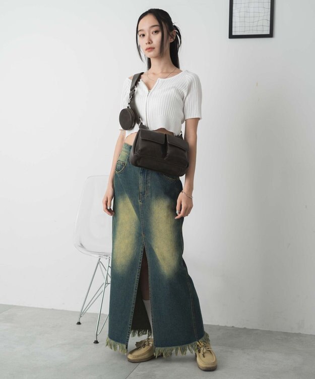 WEGO ポーチ付きポケットデザインショルダー ブラウン