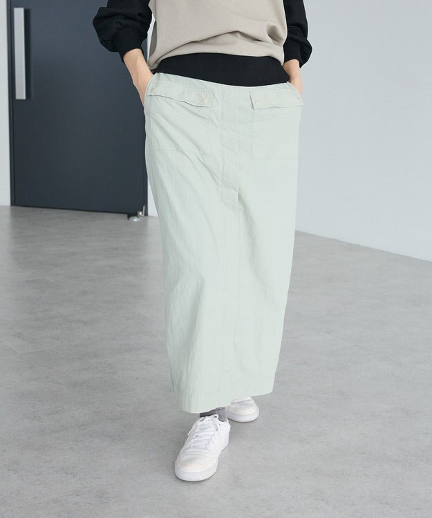 CRAFT STANDARD BOUTIQUE ナイロンダブルウエストIラインスカート Light Beige