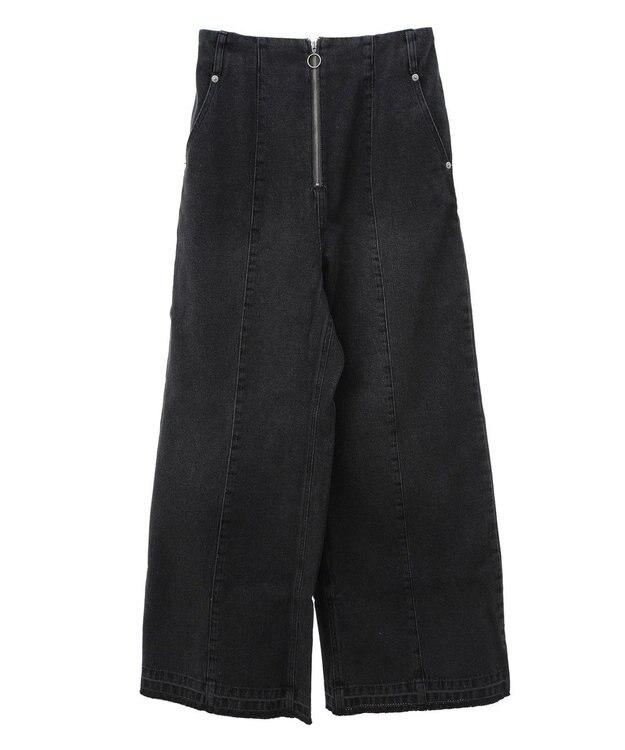 Green Parks ・ＳＵＧＡＲ　ＳＰＯＯＮデニムハイウエストワイドパン Black